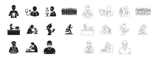 Bold and Simple Medical Staff Icons for Web and Apps vector
