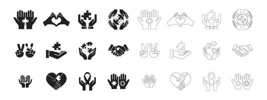 Essential Autism Awareness Icons in a Sleek Outline Style vector