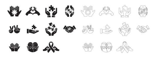 Bold and Simple Hand and Heart Icons for Web and Apps vector