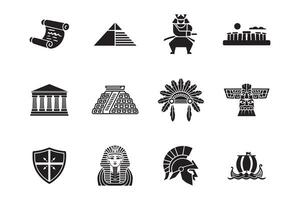 Clean and Bold Ancient Civilization Icons for Modern Designs vector