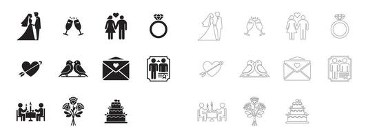 Clean Wedding and Romance Icons for Digital and Print Use vector