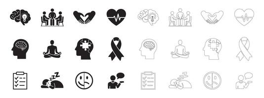 Bold and Simple Mental Health Icons for Web and Apps vector