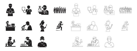 Essential Healthcare Heroes Icons in a Sleek Outline Style vector