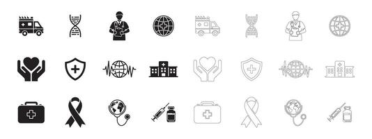 Bold and Simple Healthcare Icons for Web and App Interfaces vector