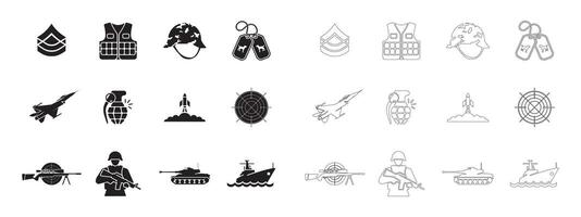 Bold and Simple Military Icons for Web and App Interfaces vector