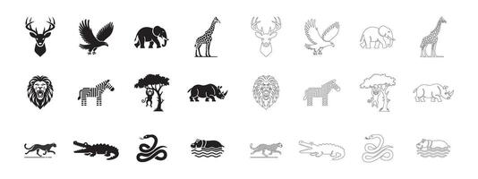 Bold and Simple Animal Icons for Web and App Interfaces vector