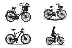 Minimalist Cycle and Man Silhouette on White Background vector