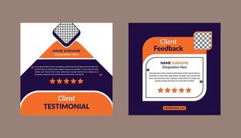 Client Testimonial Design in Bundle. Trendy Template Display for Promotional Campaign. vector