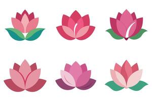 Six Variations of a Simple Lotus Flower Design vector
