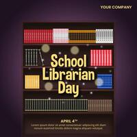 School Librarian Day design with books in a shelf vector
