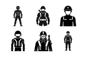 Black and white silhouettes of various types of people vector