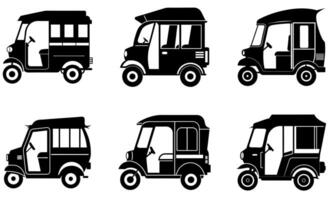 illustrations of auto-rickshaws icon set vector