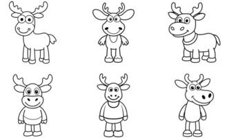 Reindeer cartoon set vector