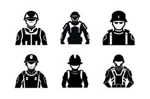 A set of silhouettes of various types of workers vector