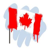 Canadian flag with dripping red paint and a grunge splatter effect.Stylized Canada flag with graffiti paint drips . illustration for patriotic designs, posters, digital art, creative projects vector