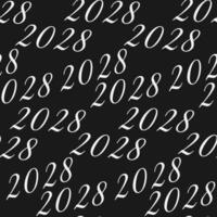 2028 New Year date Seamless pattern on dark background. Holiday Minimalistic Background Texture idea. Outline illustration Greeting cards, poster, price tag, label or web promo banner, leaflets vector
