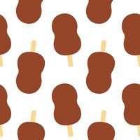 Abstract shape Chocolate Ice Cream on wooden sick Seamless pattern Ice Cream Day Background Texture. Isolated illustration Wallpaper Wrapping Thematic card, branding background or web promo tag vector