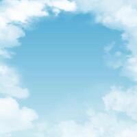Realistic skyscape. Sky with clouds. Hole in clouds with shape of circle. vector