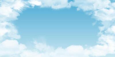 Realistic skyscape. Sky with clouds. Hole in clouds with shape of oval. vector