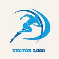A minimalist logo depicting a running person inside a circle vector