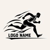 Black and white logo, simple shapes of a running person vector