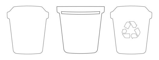 three different types of trash cans vector