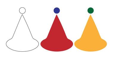 three different colors party hat on white background vector