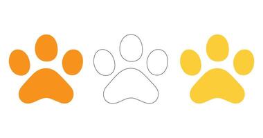 three different paw prints are shown in different colors vector