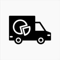 Design Illustration graphic of container truck icon with glyph style. Suitable for UI, mobile design, web design, etc. vector