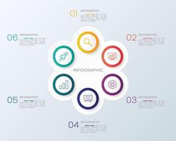 6 Steps of Circular Presentation Infographic vector