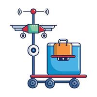 Drone Trolley Delivery Icon vector
