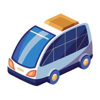 Solar Powered Autonomous Shuttle Icon vector