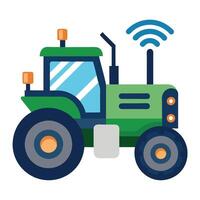 High Tech Autonomous Farming Tractor Icon vector