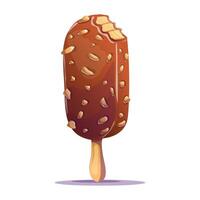 Cartoon Chocolate Nut Ice Cream with a Bite vector