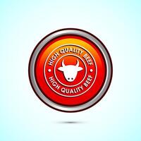 High quality beef icon design illustration, High quality beef meat badge, Fresh meat label, Orange color round button design vector