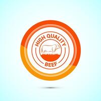 High quality beef icon design illustration, High quality beef meat badge, Fresh meat label, Orange color button design vector