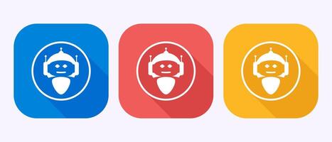 AI assistant icon design illustration. Robot icon in shadow button design. vector