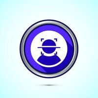 Face recognition icon design illustration, Face scanning sign, biometric icon, Blue color shadow button design vector