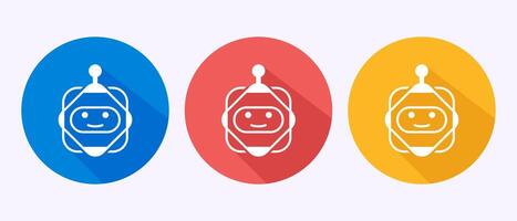 AI assistant icon illustration. Digital or virtual assistant sign, Robot icon in shadow button design. vector