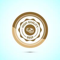 High quality beef icon design illustration, High quality beef meat badge, Fresh meat label, Gold color button design vector
