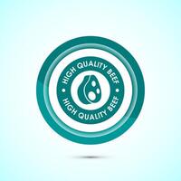 High quality beef icon design illustration, High quality beef meat badge, Fresh meat label, Teal color button design vector