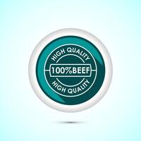 High quality beef icon design illustration, High quality beef meat badge, Fresh meat label, Teal color shadow button design vector