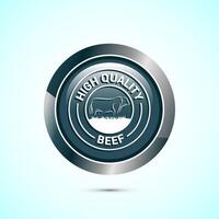 High quality beef icon design illustration, High quality beef meat badge, Fresh meat label, Gray color round button design vector
