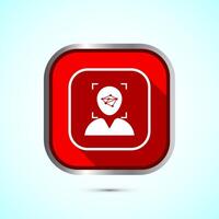 Face recognition icon design illustration, Face scanning sign, biometric icon, Red color shadow button design vector