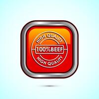 High quality beef icon design illustration, High quality beef meat badge, Fresh meat label, Orange color square button design vector