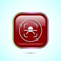 Face recognition icon design illustration, Face scanning sign, biometric icon, Red color square button design vector