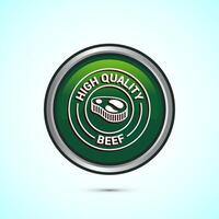 High quality beef icon design illustration, High quality beef meat badge, Fresh meat label, Green color round button design vector
