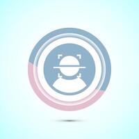Face recognition icon design illustration, Face scanning sign, biometric icon, Pastel color button design vector