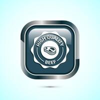 High quality beef icon design illustration, High quality beef meat badge, Fresh meat label, Gray color square button design vector