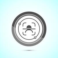 Face recognition icon design illustration, Face scanning sign, biometric icon, Gray color button design vector